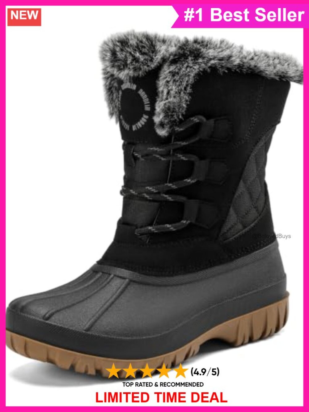 Women's Waterproof Insulated Duck Boots Faux Fur Lined Snow Boots